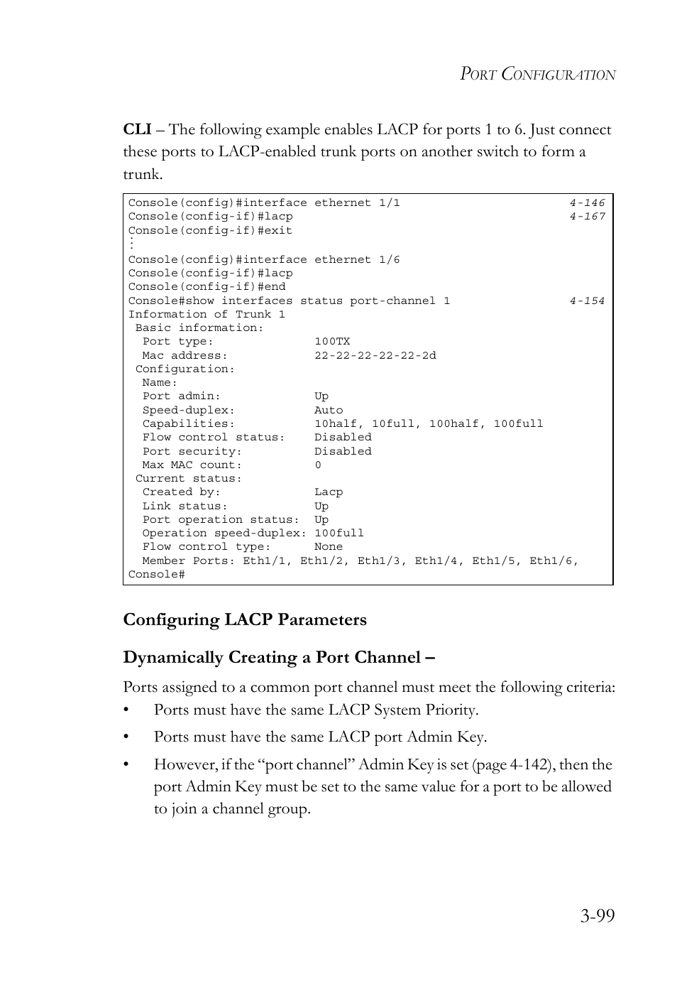 Configuring lacp parameters, Configuring lacp parameters -99 | SMC Networks TigerSwitch User Manual | Page 149 / 518