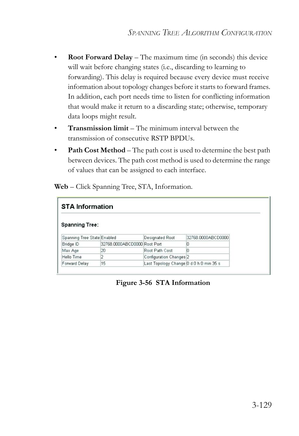 Figure 3-56 sta information -129 | SMC Networks TigerSwitch User Manual | Page 179 / 518