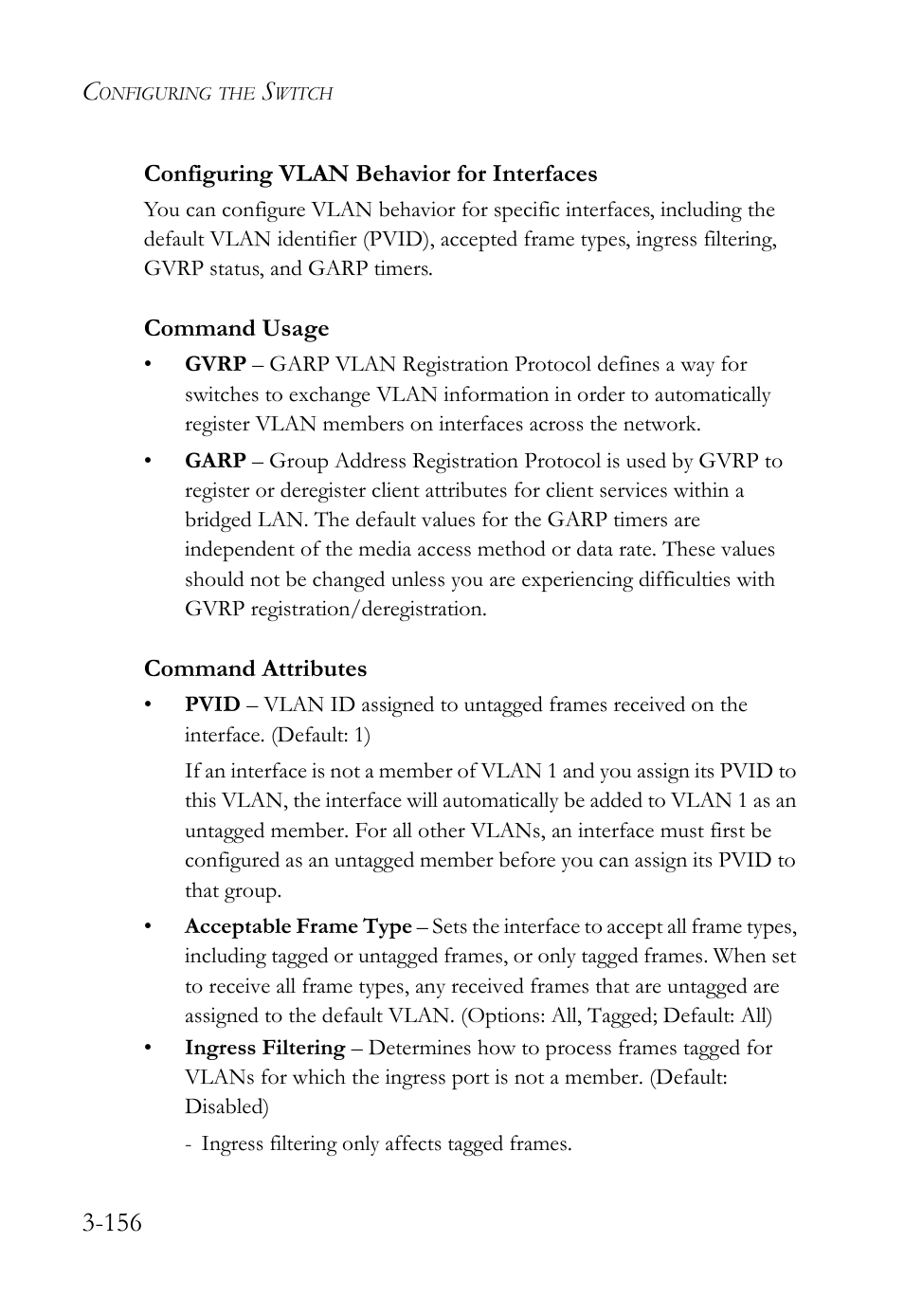 Configuring vlan behavior for interfaces, Configuring vlan behavior for interfaces -156 | SMC Networks TigerSwitch User Manual | Page 206 / 518
