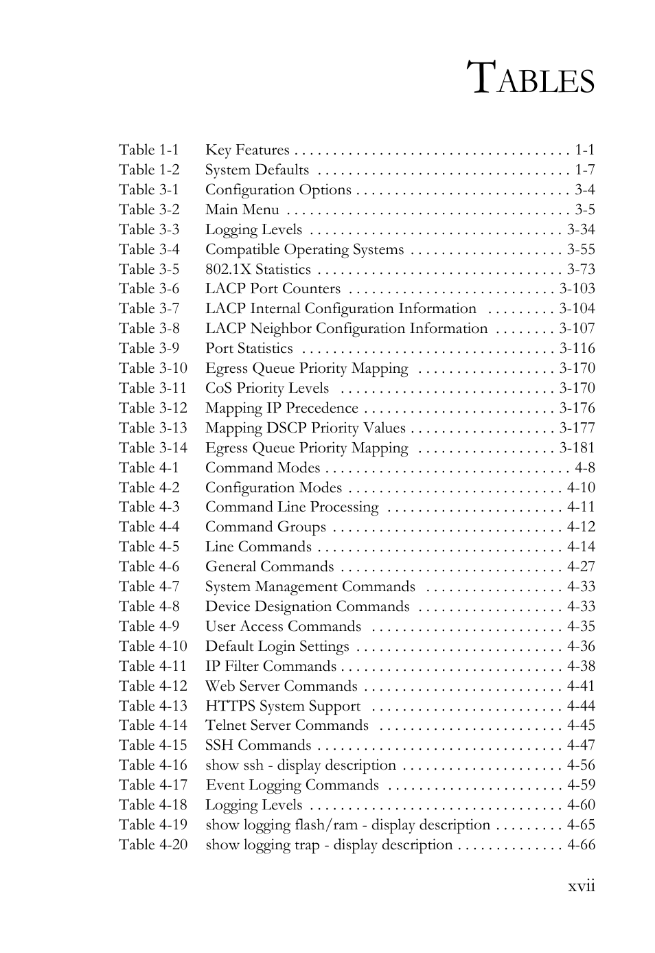 Ables | SMC Networks TigerSwitch User Manual | Page 21 / 518