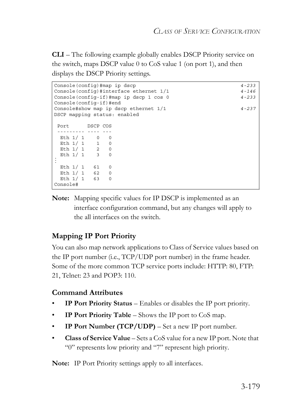 Mapping ip port priority, Mapping ip port priority -179, Command attributes | SMC Networks TigerSwitch User Manual | Page 229 / 518