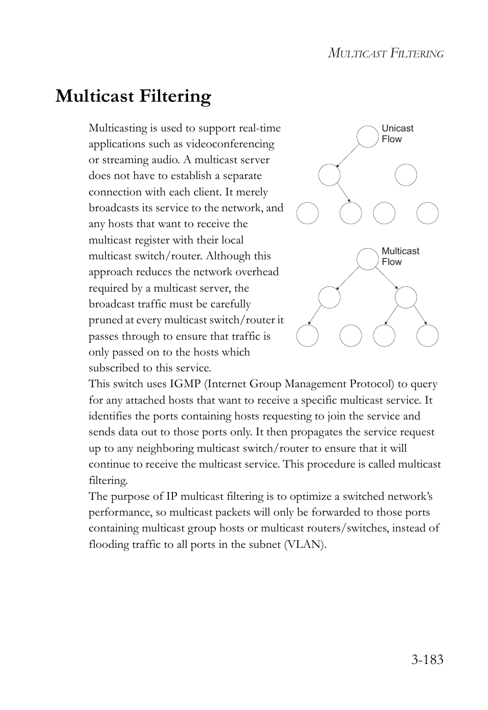 Multicast filtering, Multicast filtering -183 | SMC Networks TigerSwitch User Manual | Page 233 / 518