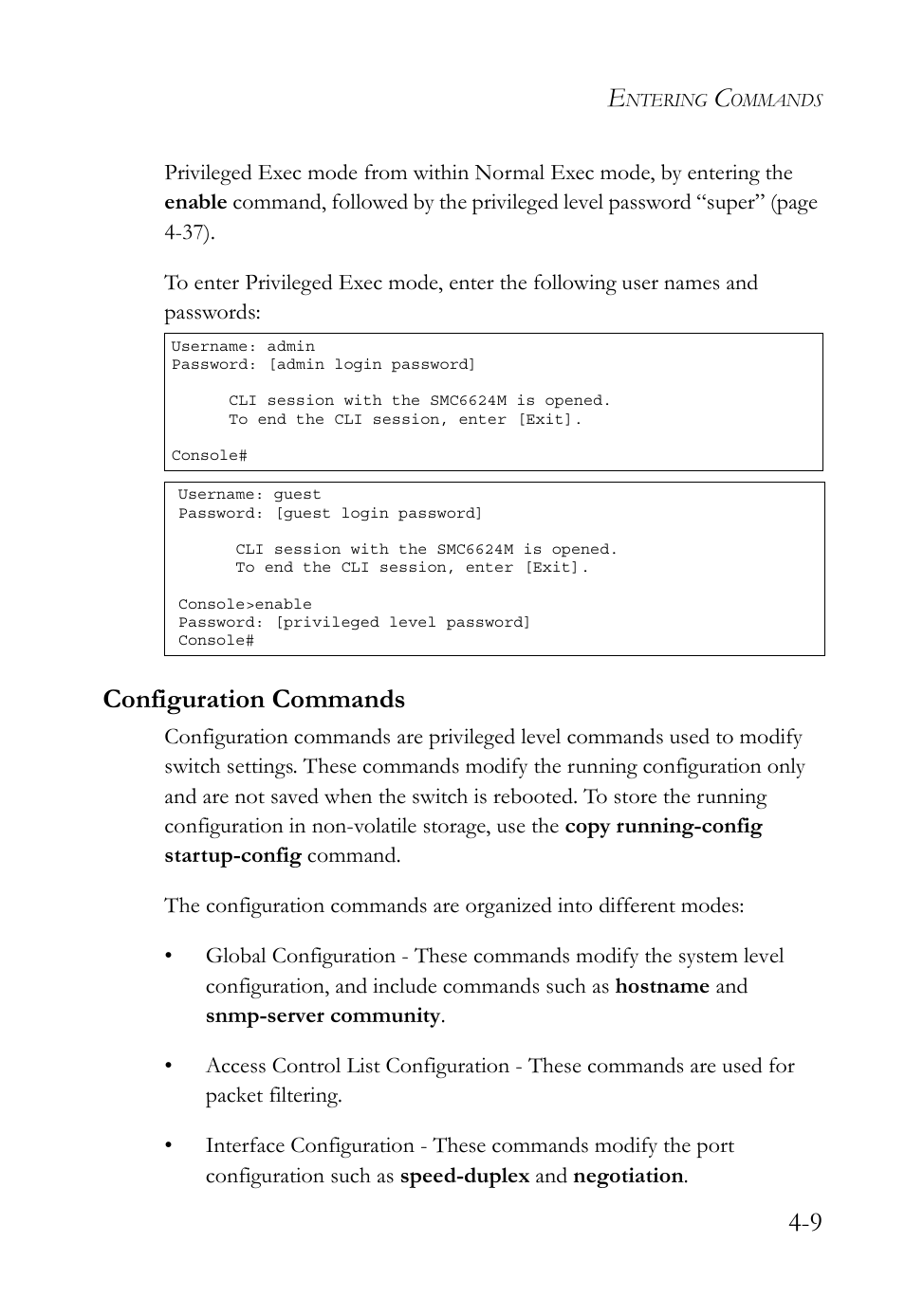 Configuration commands, Configuration commands -9 | SMC Networks TigerSwitch User Manual | Page 251 / 518