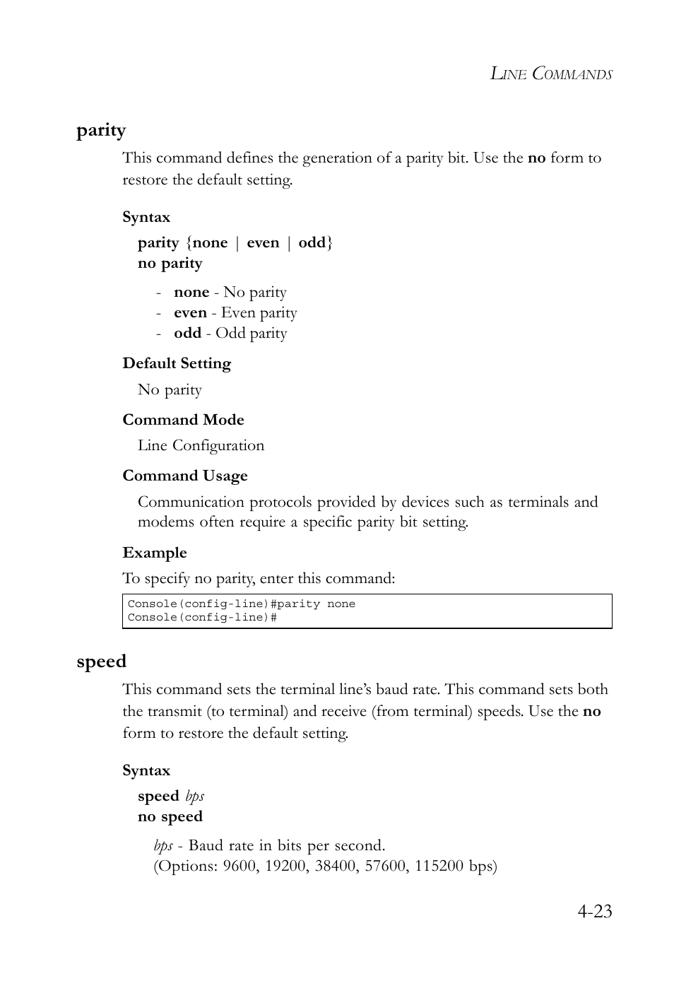 Parity, Speed, Parity -23 speed -23 | 23 parity | SMC Networks TigerSwitch User Manual | Page 265 / 518
