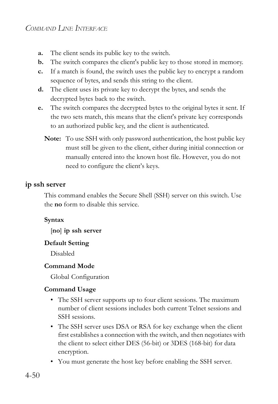 Ip ssh server, Ip ssh server -50 | SMC Networks TigerSwitch User Manual | Page 292 / 518