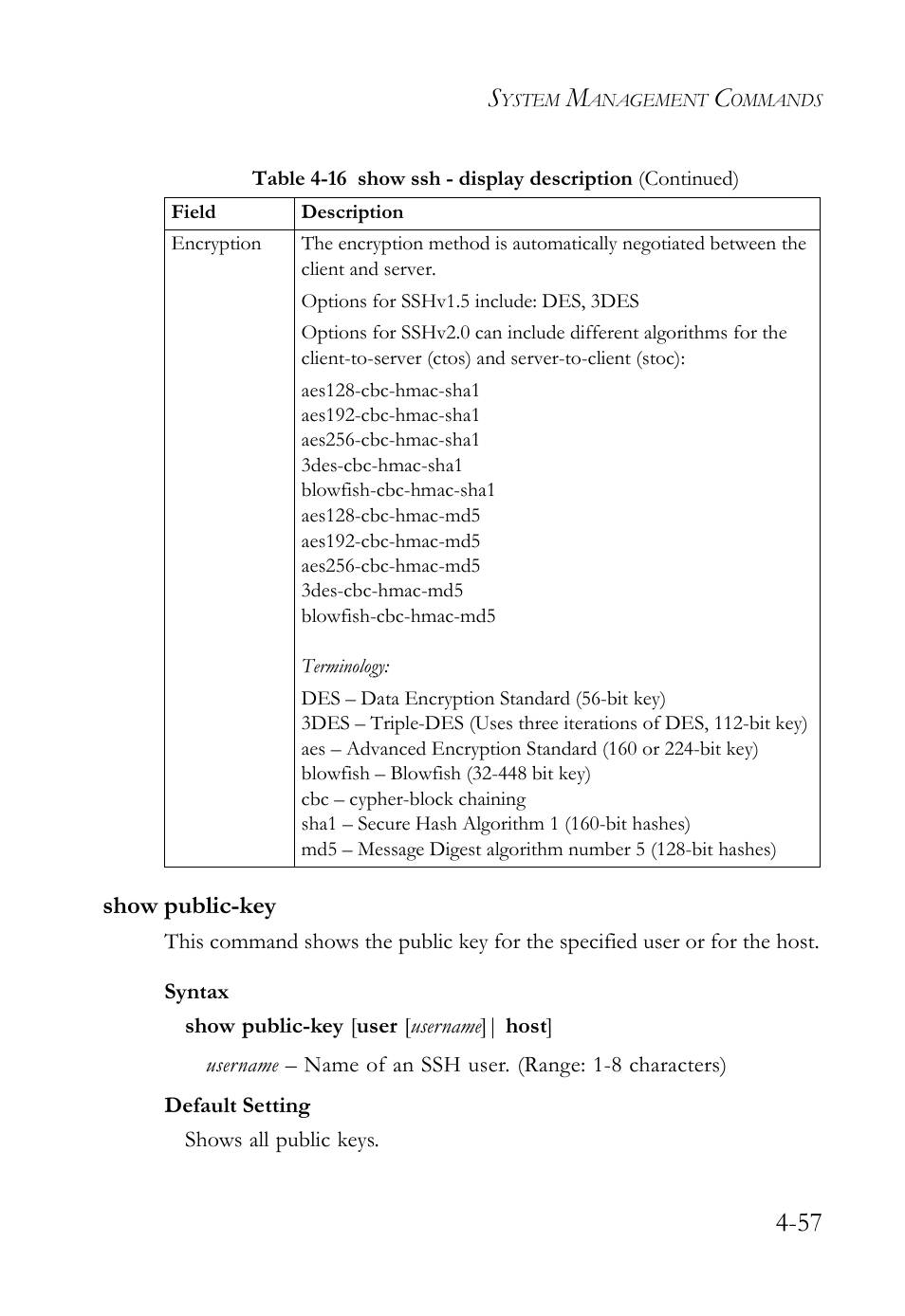 Show public-key, Show public-key -57 | SMC Networks TigerSwitch User Manual | Page 299 / 518