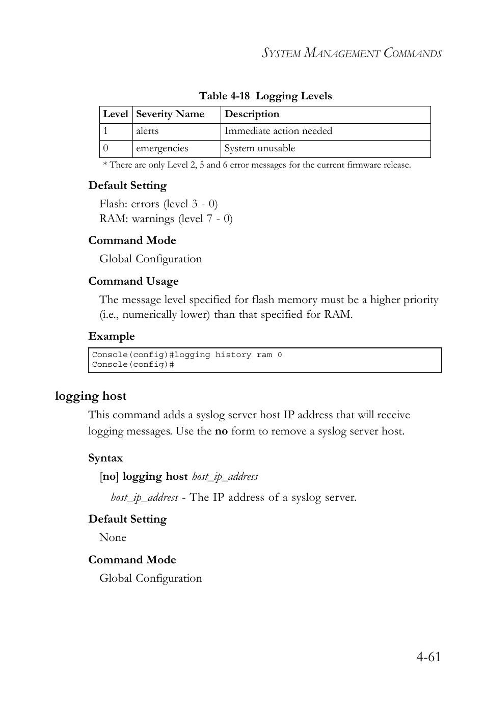 Logging host, Logging host -61 | SMC Networks TigerSwitch User Manual | Page 303 / 518
