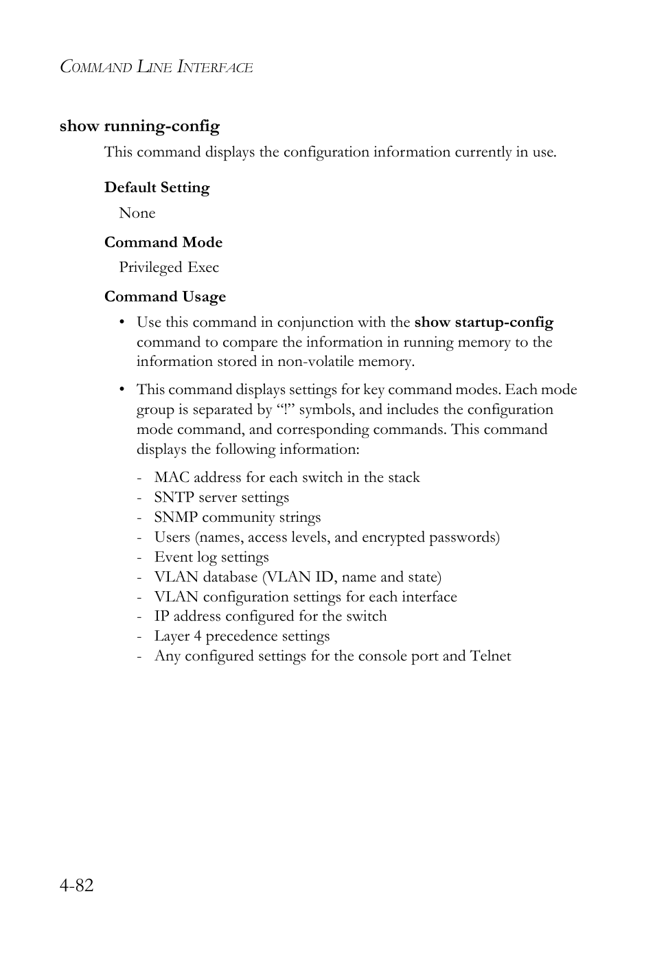 Show running-config, Show running-config -82 | SMC Networks TigerSwitch User Manual | Page 324 / 518