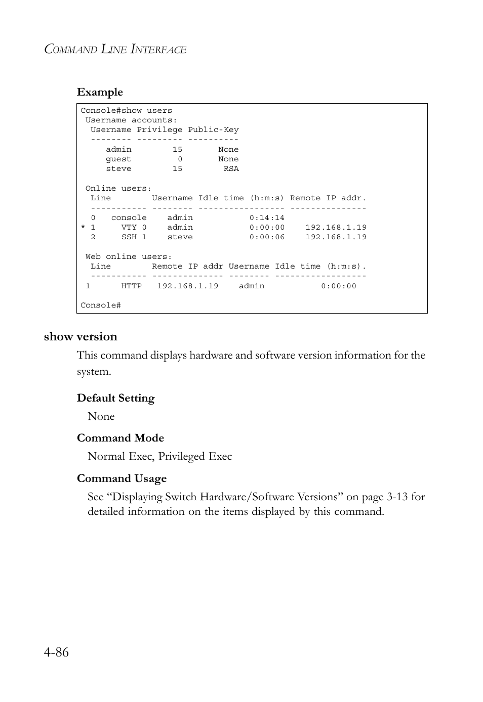 Show version, Show version -86 | SMC Networks TigerSwitch User Manual | Page 328 / 518