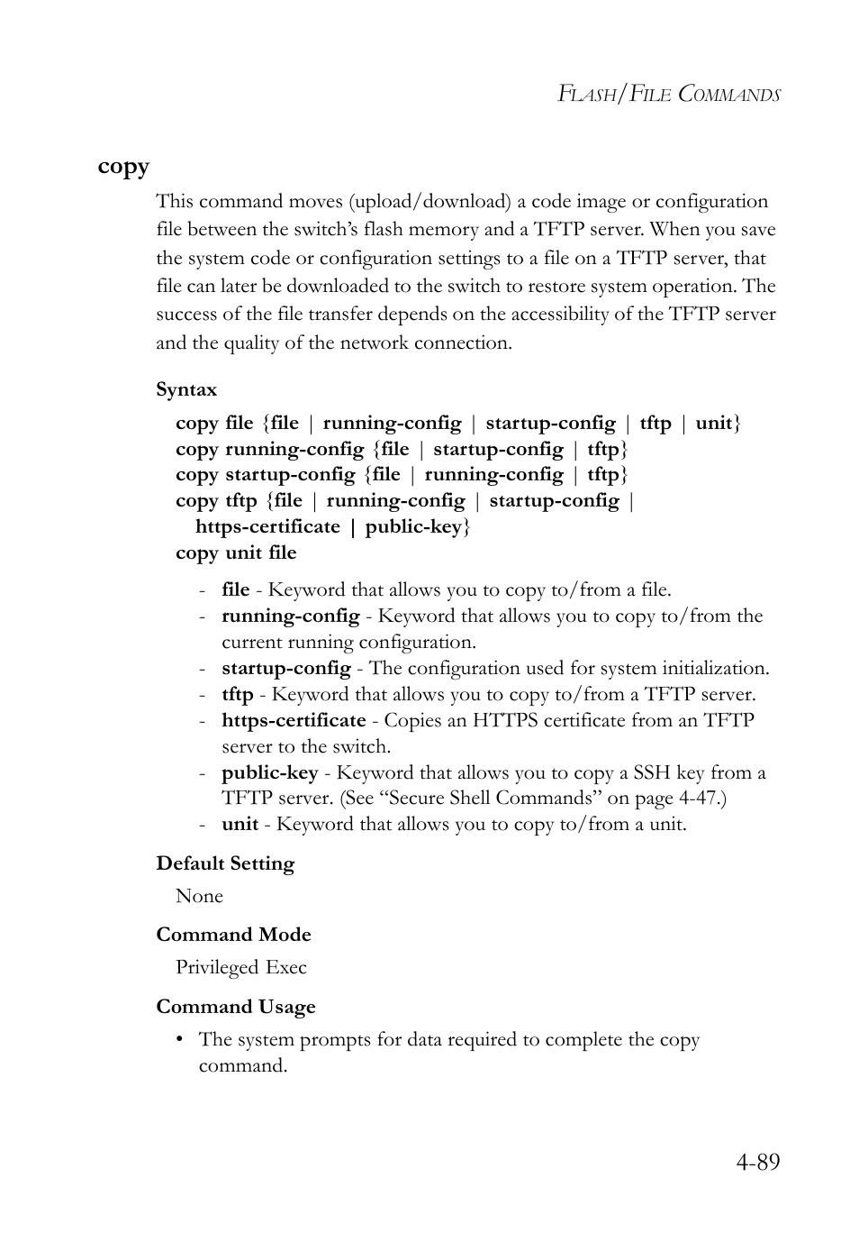 Copy, Copy -89, E (4-89) | 89 copy | SMC Networks TigerSwitch User Manual | Page 331 / 518