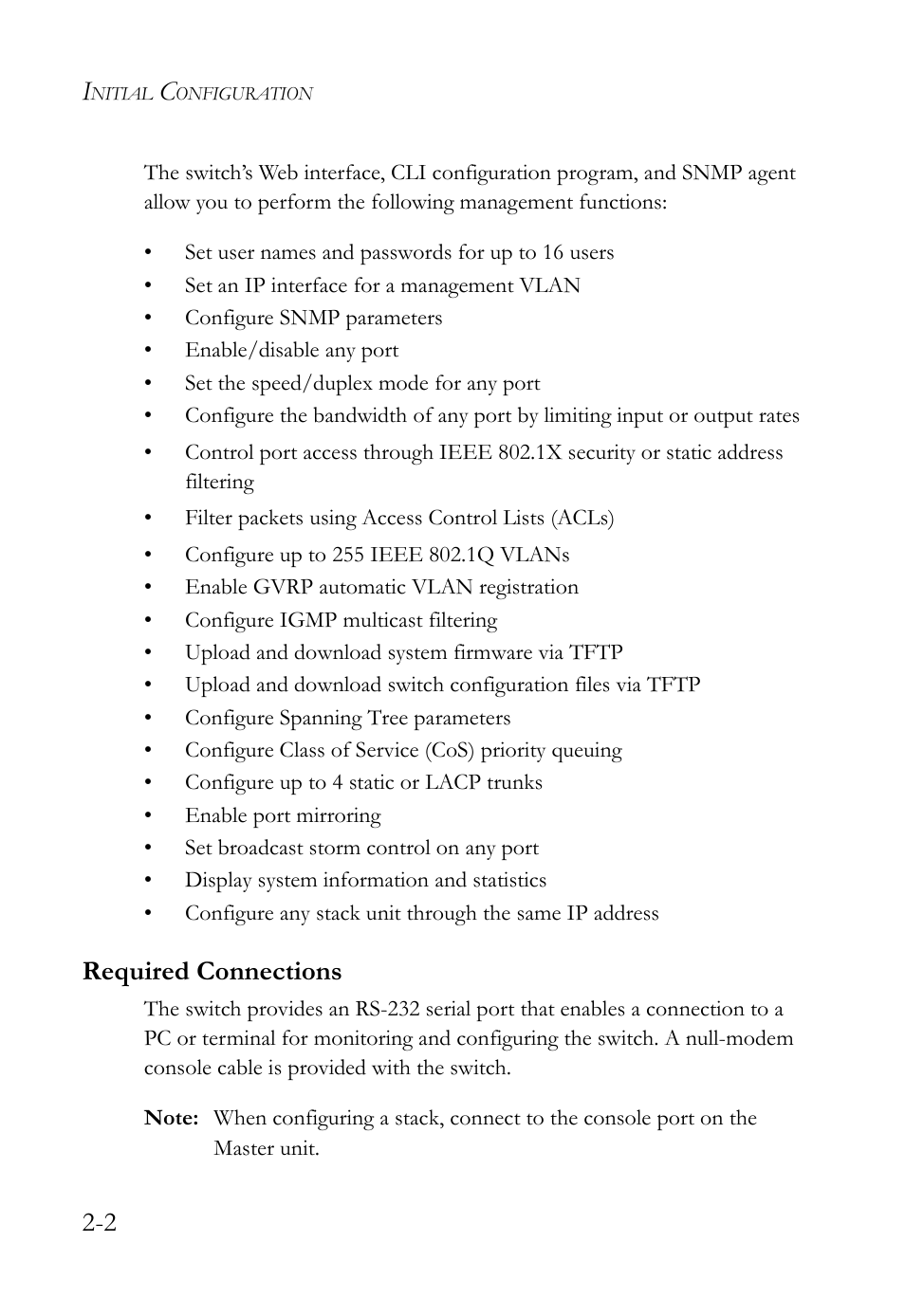 Required connections, Required connections -2 | SMC Networks TigerSwitch User Manual | Page 38 / 518
