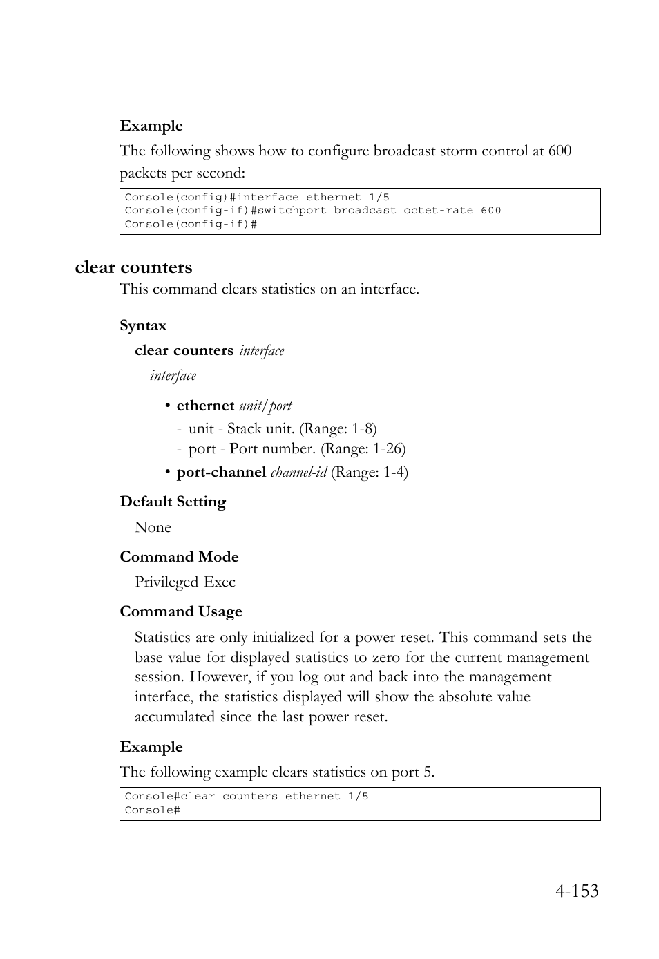 Clear counters, Clear counters -153 | SMC Networks TigerSwitch User Manual | Page 395 / 518