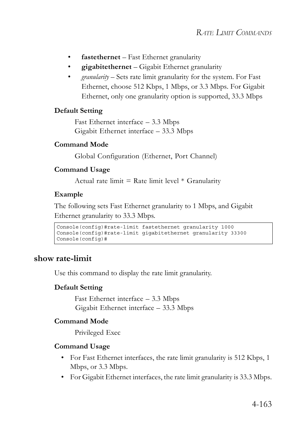 Show rate-limit, Show rate-limit -163 | SMC Networks TigerSwitch User Manual | Page 405 / 518