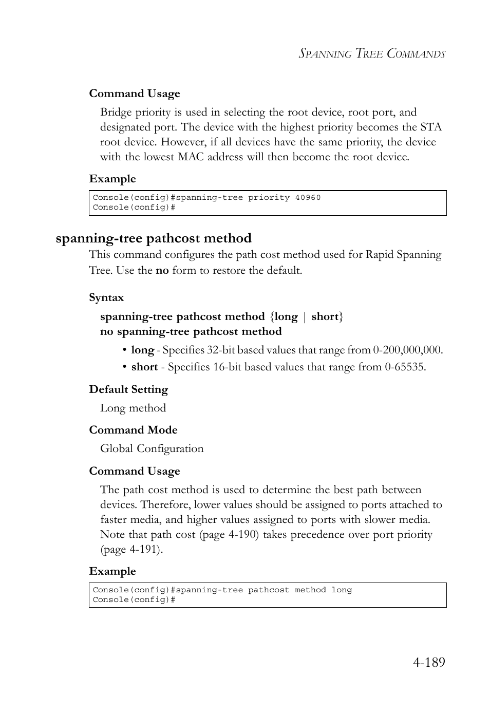 Spanning-tree pathcost method, Spanning-tree pathcost method -189 | SMC Networks TigerSwitch User Manual | Page 431 / 518