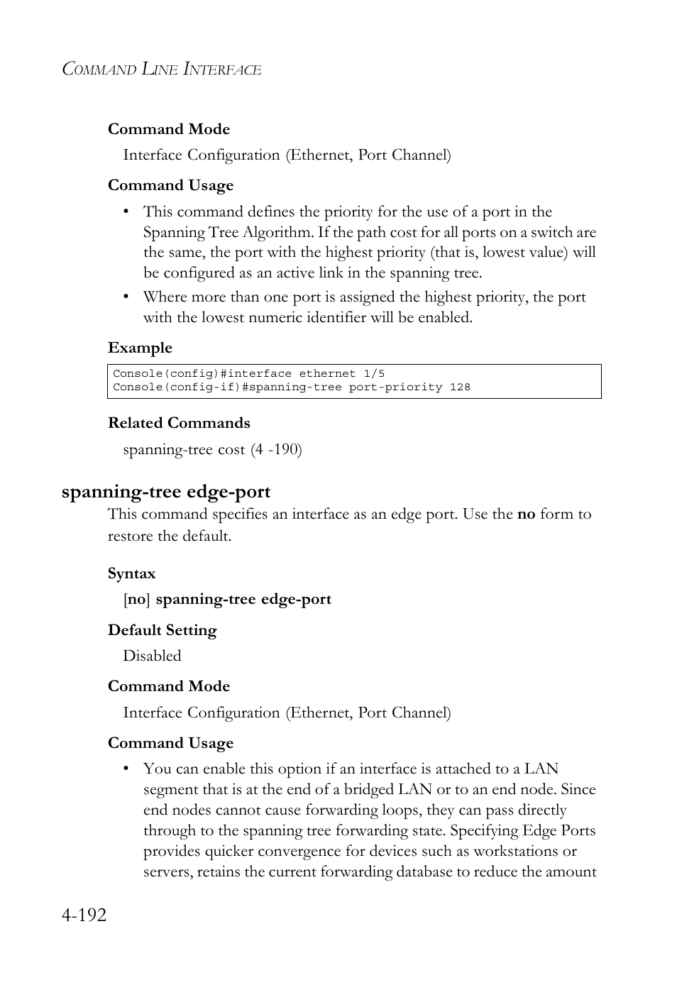 Spanning-tree edge-port, Spanning-tree edge-port -192 | SMC Networks TigerSwitch User Manual | Page 434 / 518