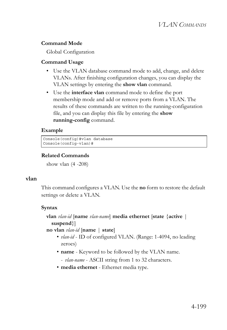 Vlan, Vlan -199, Vlan c | SMC Networks TigerSwitch User Manual | Page 441 / 518