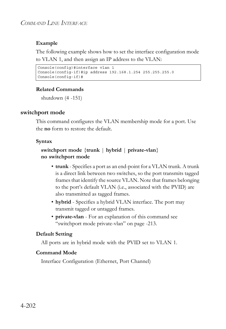 Switchport mode, Switchport mode -202 | SMC Networks TigerSwitch User Manual | Page 444 / 518