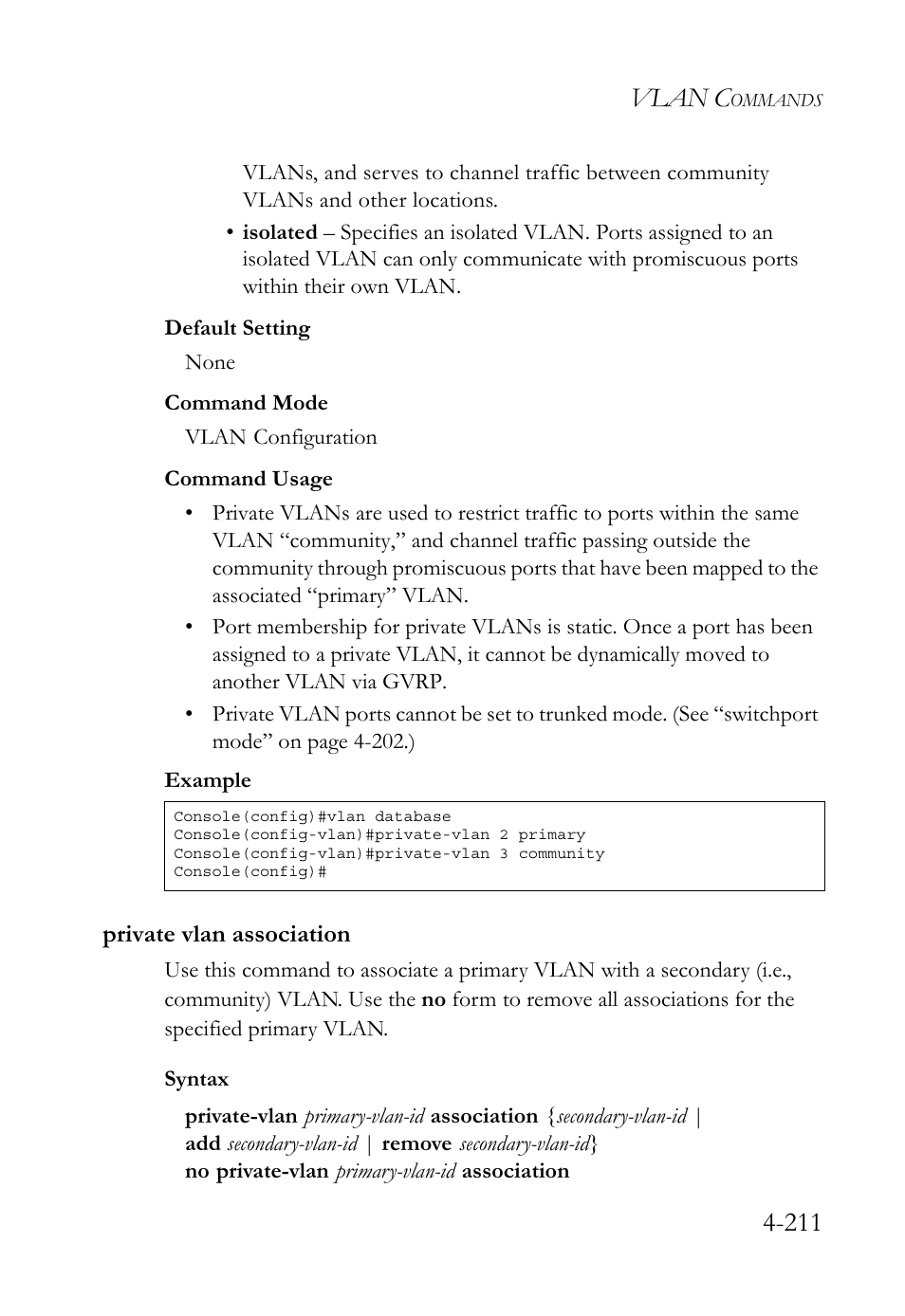 Private vlan association, Private vlan association -211, Vlan c | SMC Networks TigerSwitch User Manual | Page 453 / 518