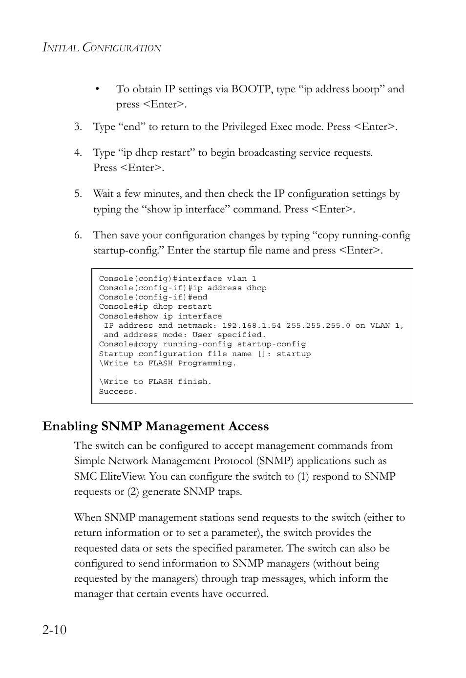 Enabling snmp management access, Enabling snmp management access -10 | SMC Networks TigerSwitch User Manual | Page 46 / 518