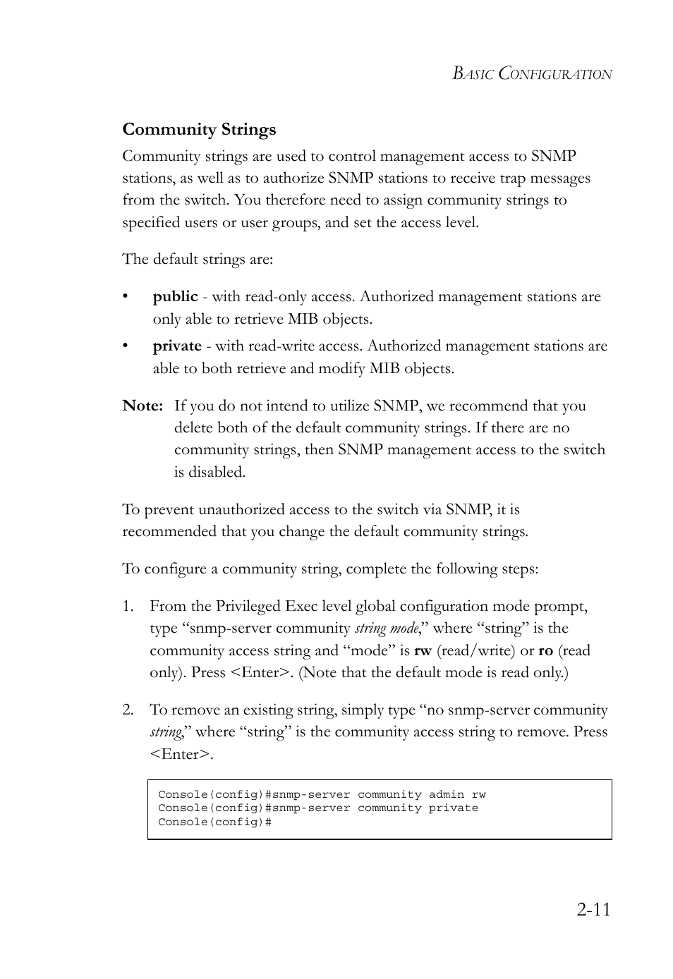 Community strings, Community strings -11 | SMC Networks TigerSwitch User Manual | Page 47 / 518