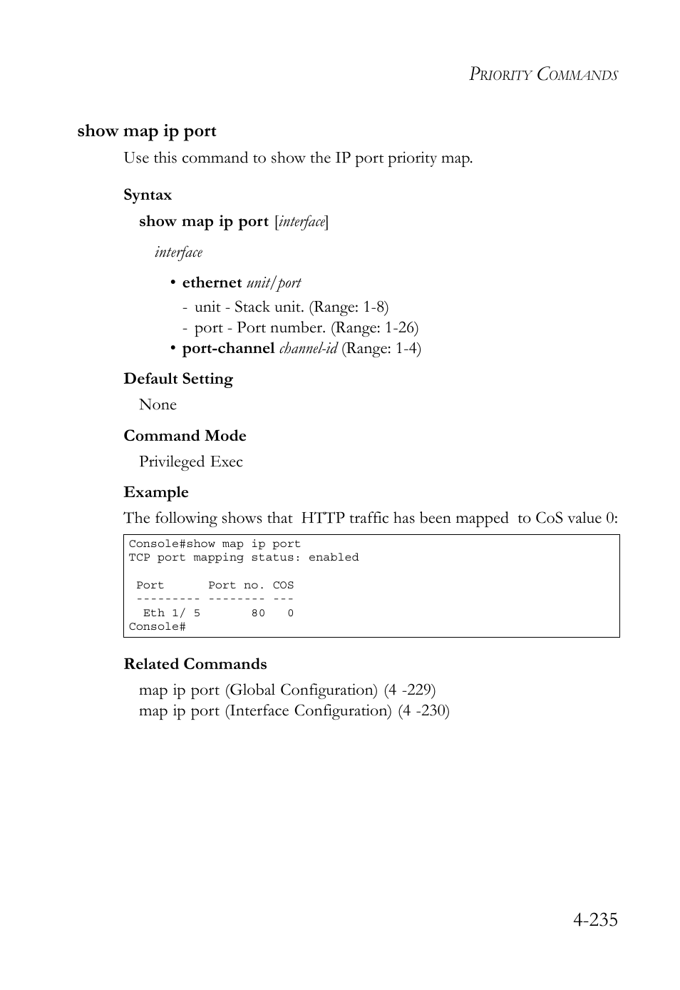Show map ip port, Show map ip port -235 | SMC Networks TigerSwitch User Manual | Page 477 / 518