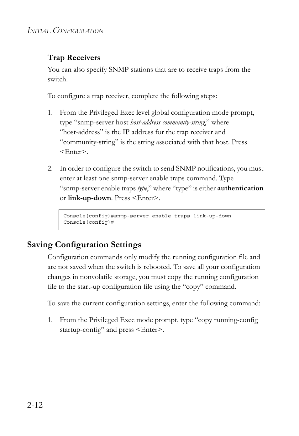 Trap receivers, Saving configuration settings, Trap receivers -12 | Saving configuration settings -12 | SMC Networks TigerSwitch User Manual | Page 48 / 518