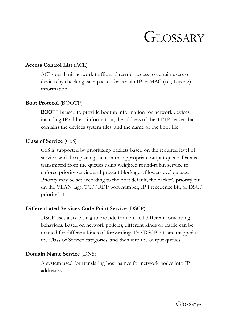 Glossary, Lossary | SMC Networks TigerSwitch User Manual | Page 505 / 518