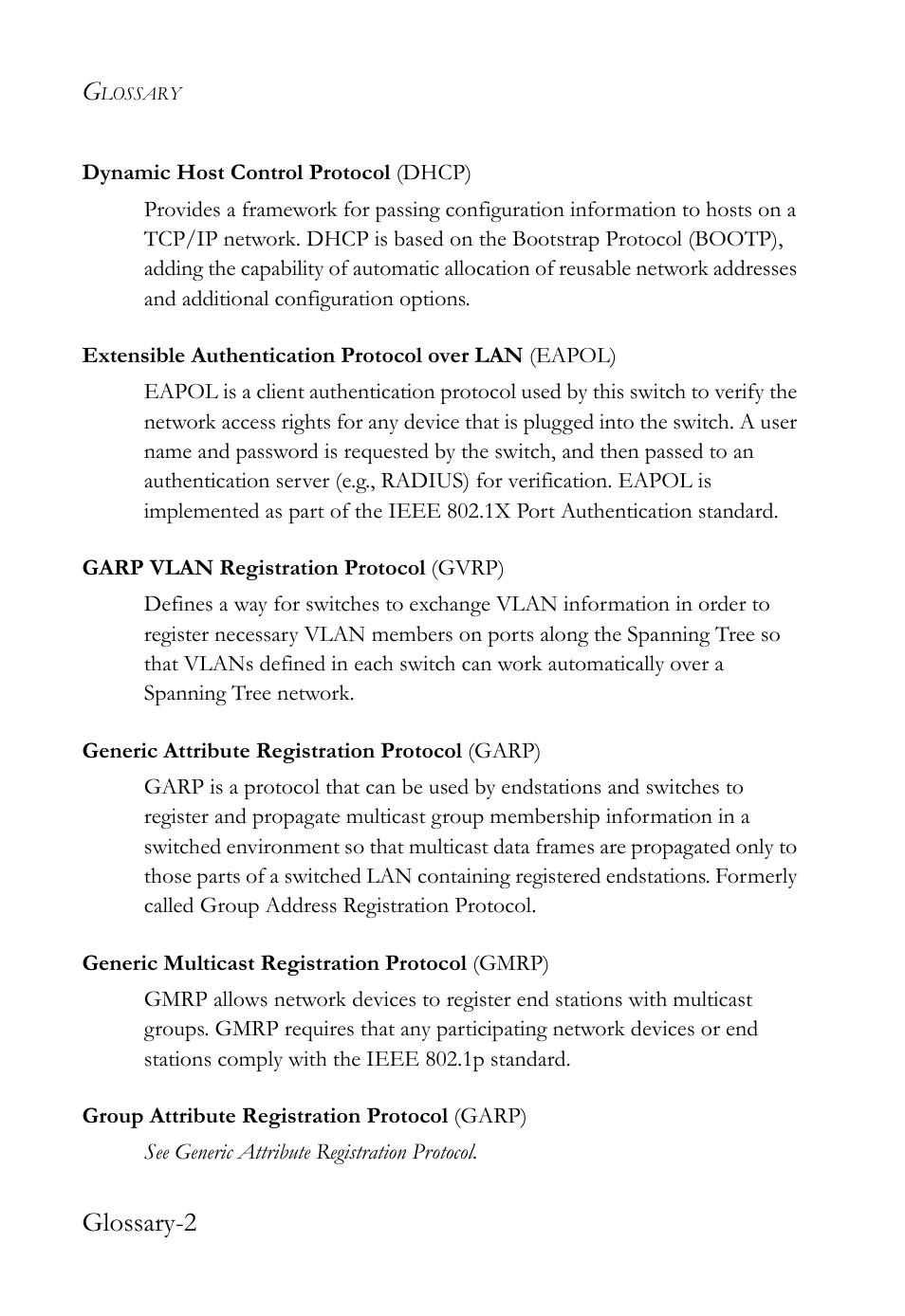 Glossary-2 | SMC Networks TigerSwitch User Manual | Page 506 / 518