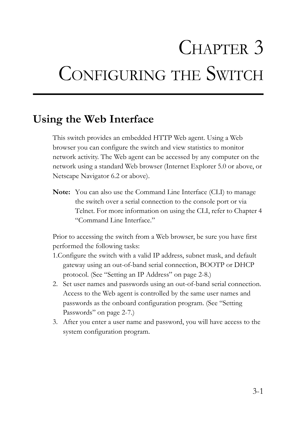Chapter 3 configuring the switch, Using the web interface, Configuring the switch -1 | Using the web interface -1, Hapter, Onfiguring, Witch | SMC Networks TigerSwitch User Manual | Page 51 / 518