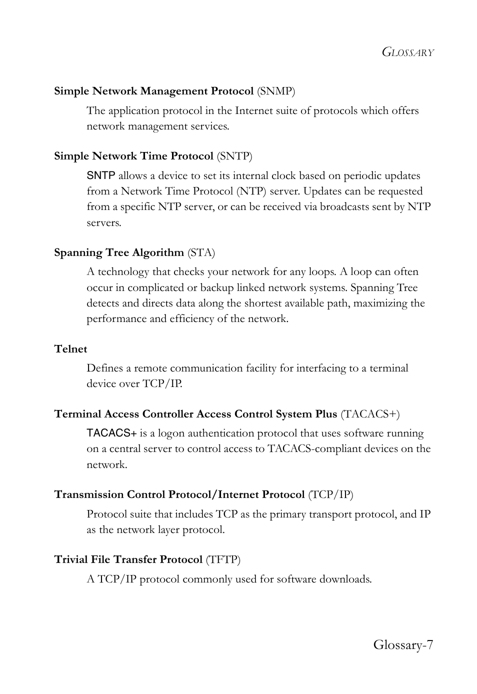 Glossary-7 | SMC Networks TigerSwitch User Manual | Page 511 / 518