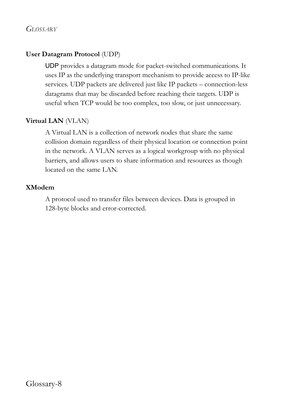 Glossary-8 | SMC Networks TigerSwitch User Manual | Page 512 / 518