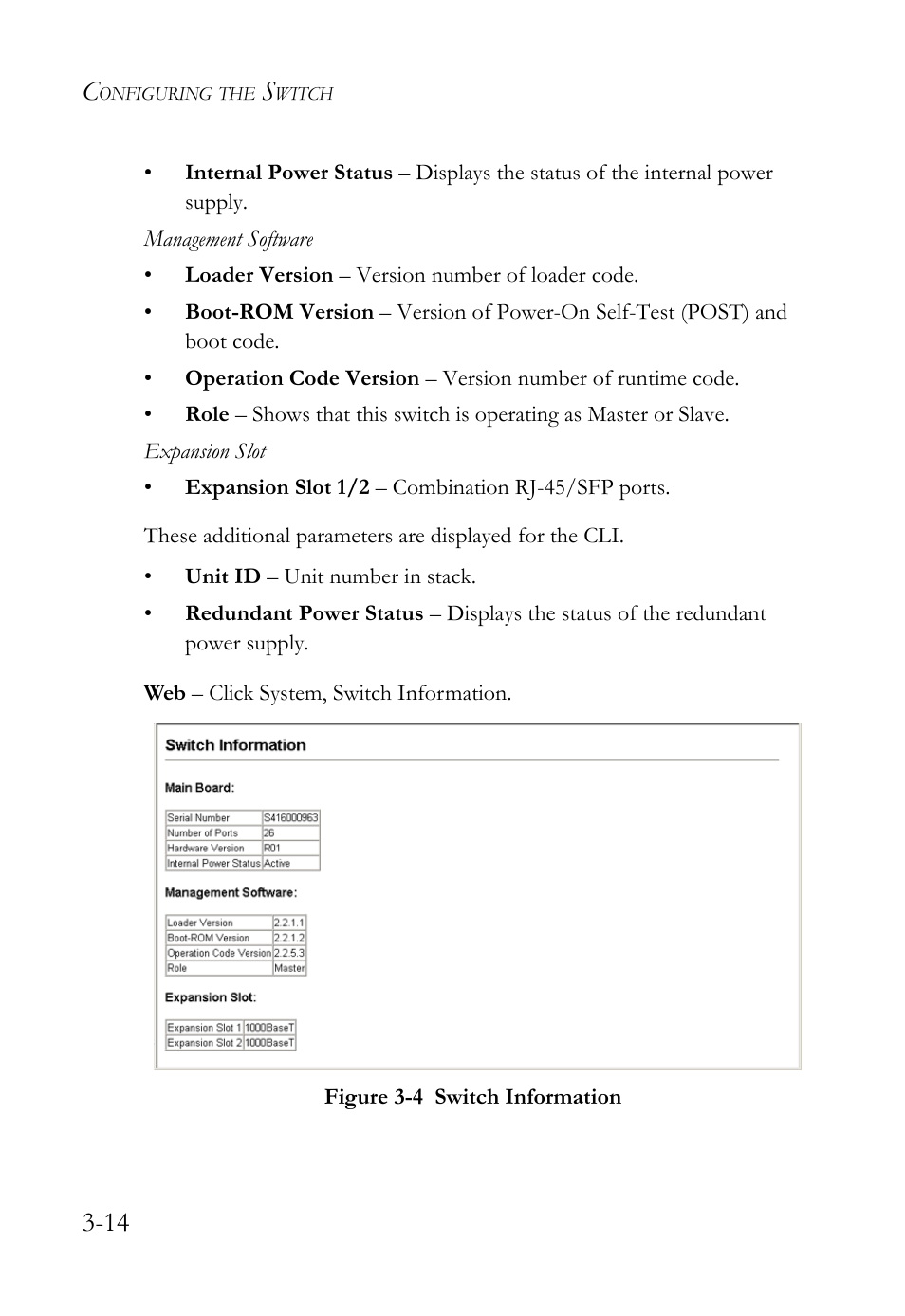 Figure 3-4, Switch information -14 | SMC Networks TigerSwitch User Manual | Page 64 / 518