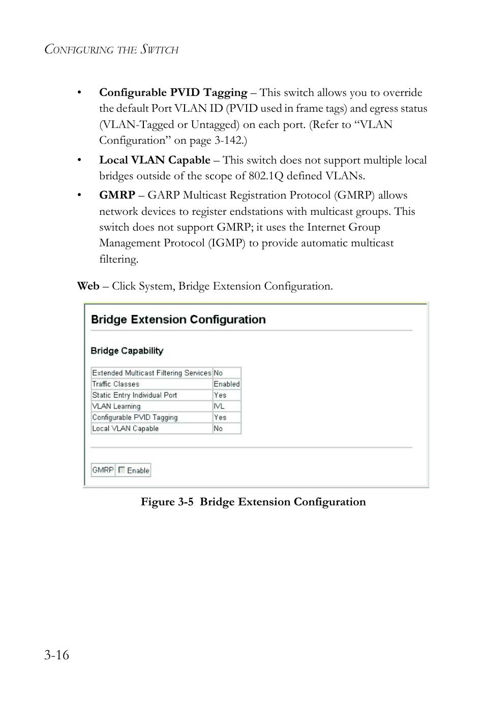 Figure 3-5, Bridge extension configuration -16 | SMC Networks TigerSwitch User Manual | Page 66 / 518