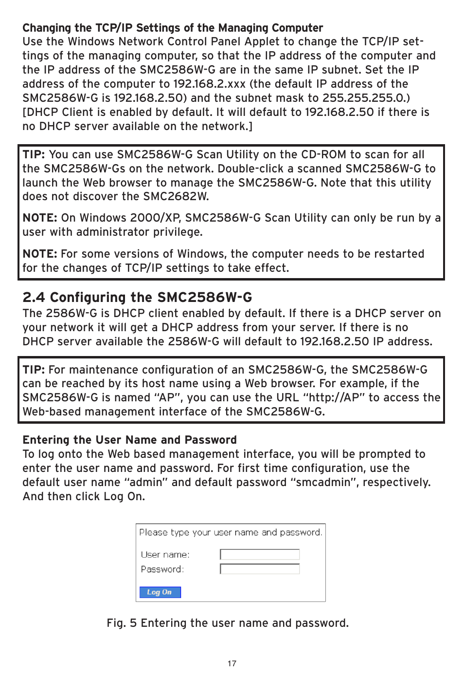 SMC Networks SMC2586W-G User Manual | Page 18 / 96