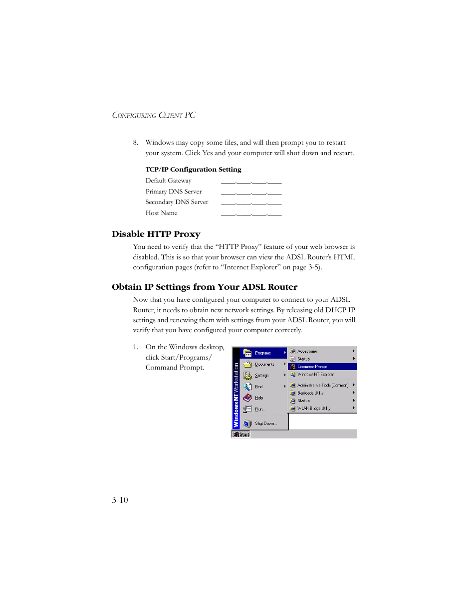 Disable http proxy, Obtain ip settings from your adsl router | SMC Networks AR4505GW User Manual | Page 28 / 116