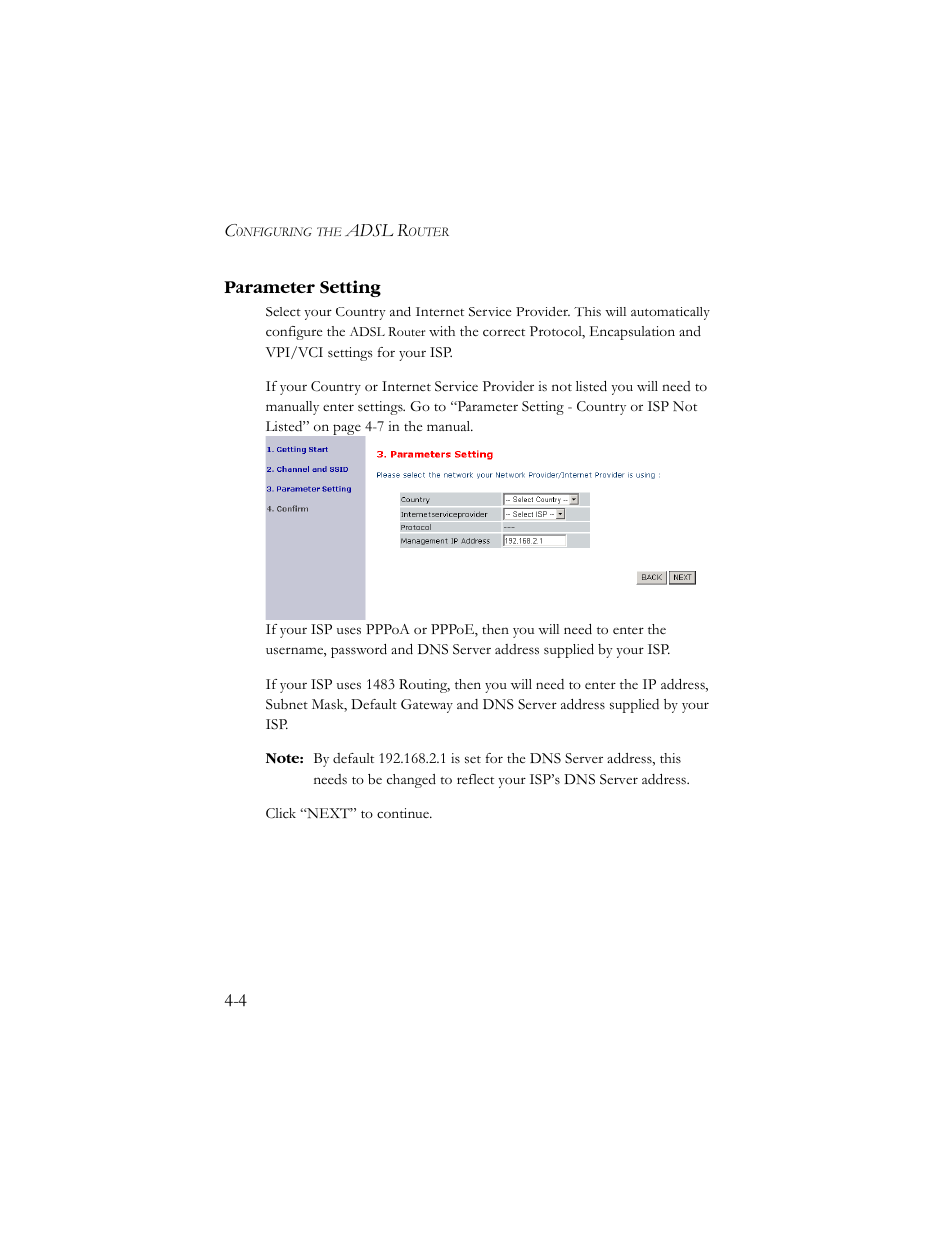 Parameter setting, Parameter setting -4 | SMC Networks AR4505GW User Manual | Page 42 / 116