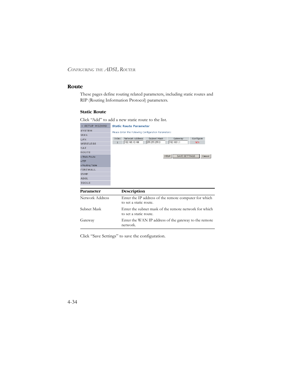 Route, Route -34 | SMC Networks AR4505GW User Manual | Page 72 / 116