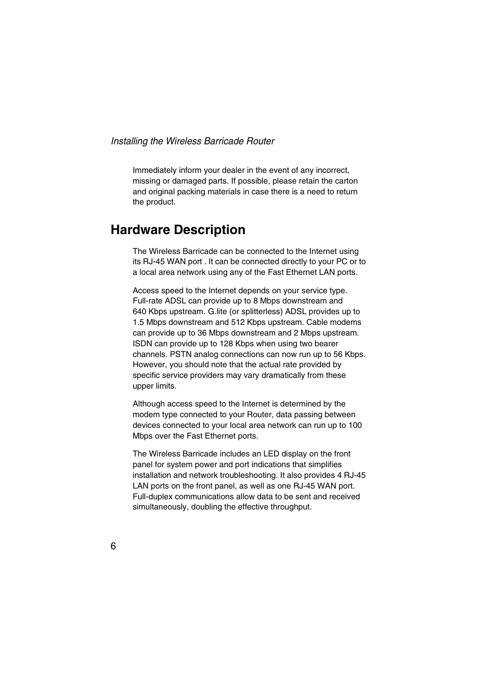 Hardware description | SMC Networks Barricade SMC7004VWBR V.2 User Manual | Page 10 / 82