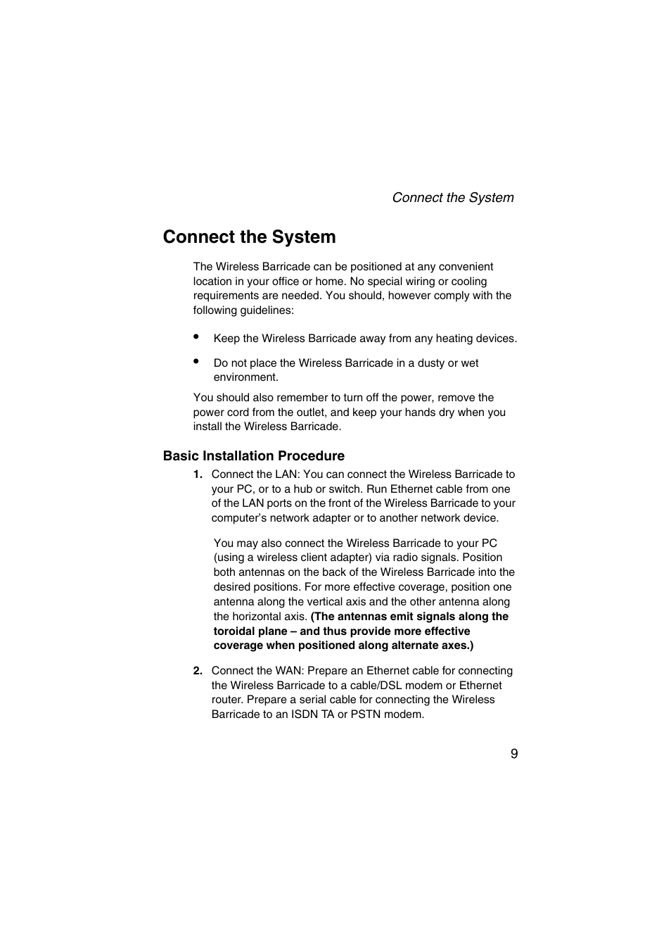 Connect the system, Basic installation procedure | SMC Networks Barricade SMC7004VWBR V.2 User Manual | Page 13 / 82