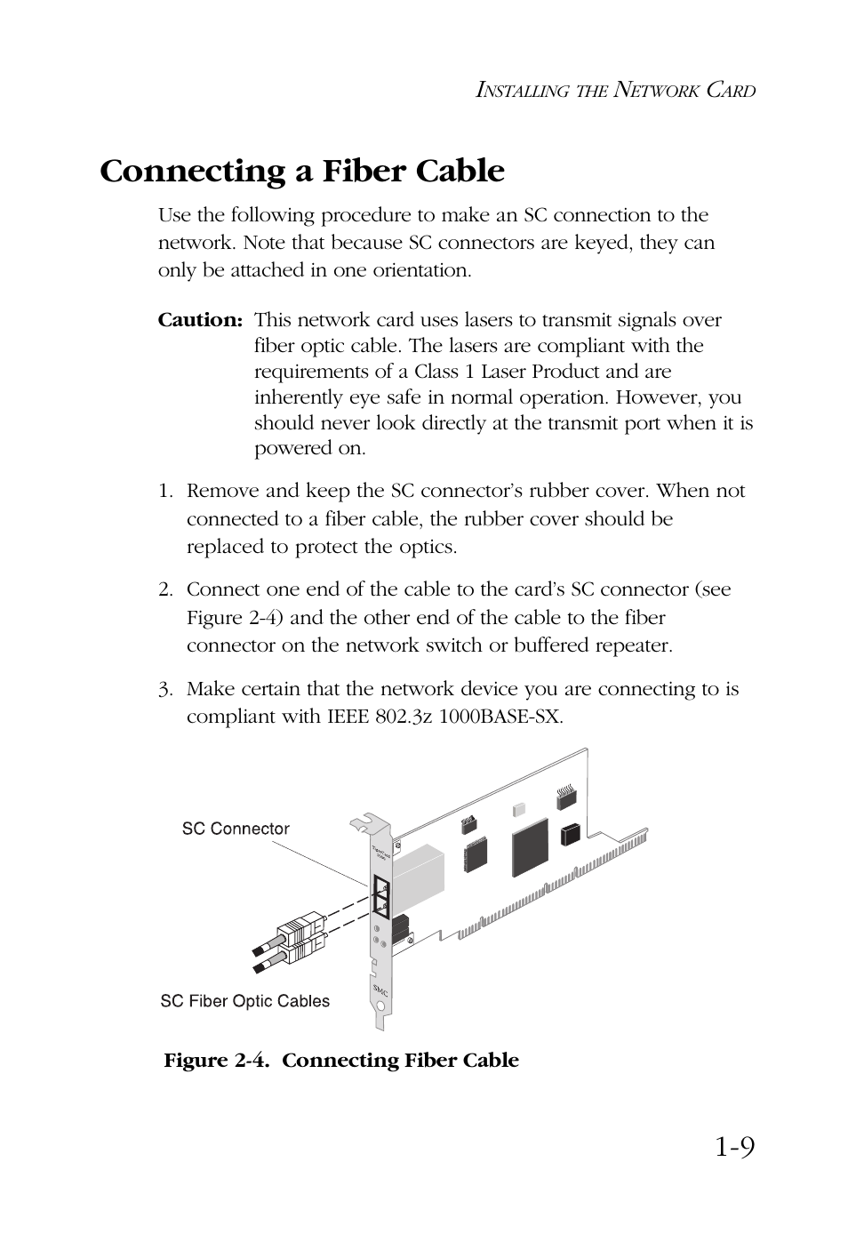 Connecting a fiber cable | SMC Networks TigerCard 1000 User Manual | Page 18 / 58