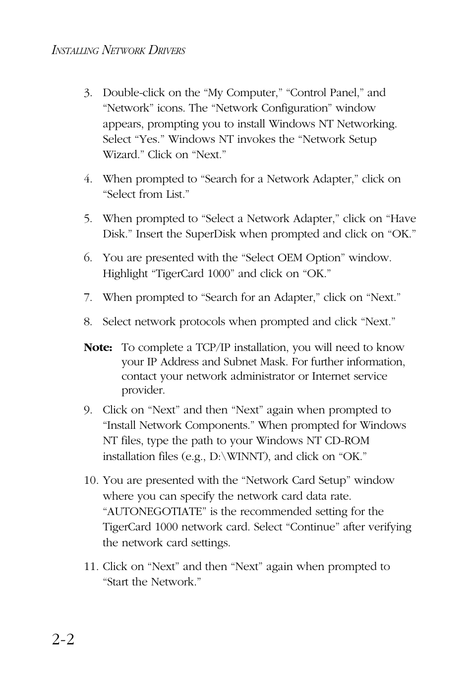 SMC Networks TigerCard 1000 User Manual | Page 21 / 58