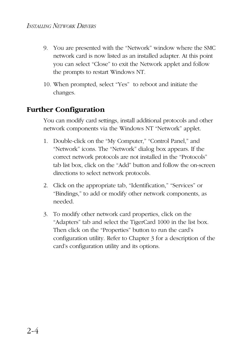 Further configuration | SMC Networks TigerCard 1000 User Manual | Page 23 / 58