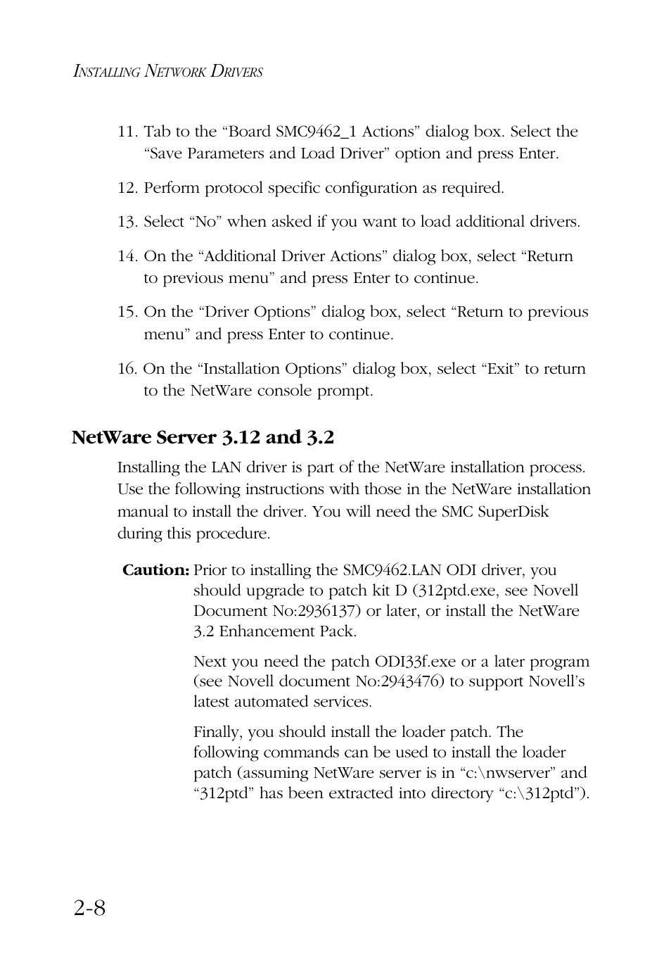 Netware server 3.12 and 3.2 | SMC Networks TigerCard 1000 User Manual | Page 27 / 58