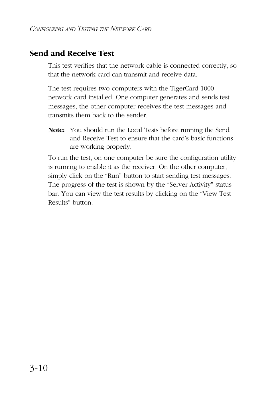 Send and receive test | SMC Networks TigerCard 1000 User Manual | Page 45 / 58