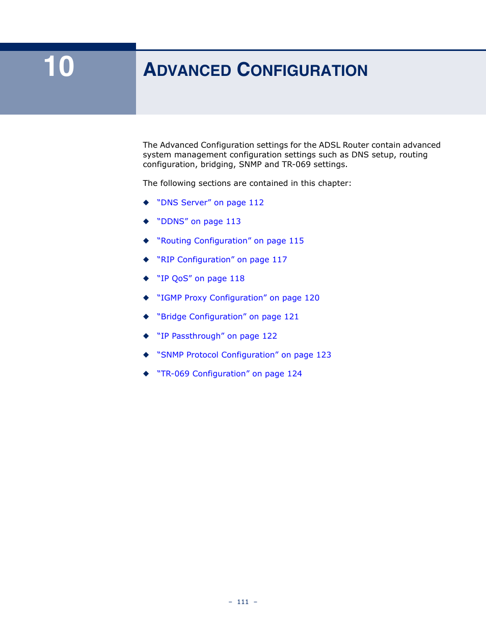 Advanced configuration, 10 a, Dvanced | Onfiguration | SMC Networks BARRICADE SMC7901WBRA2 B1 User Manual | Page 111 / 150