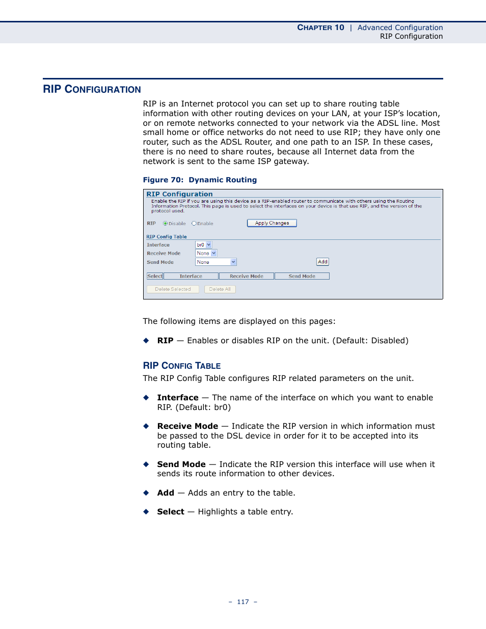 Rip configuration, Figure 70: dynamic routing, Rip c | SMC Networks BARRICADE SMC7901WBRA2 B1 User Manual | Page 117 / 150