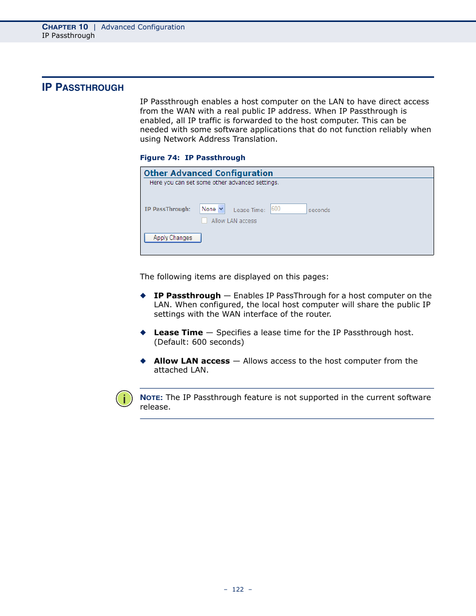 Ip passthrough, Figure 74: ip passthrough, Ip p | SMC Networks BARRICADE SMC7901WBRA2 B1 User Manual | Page 122 / 150