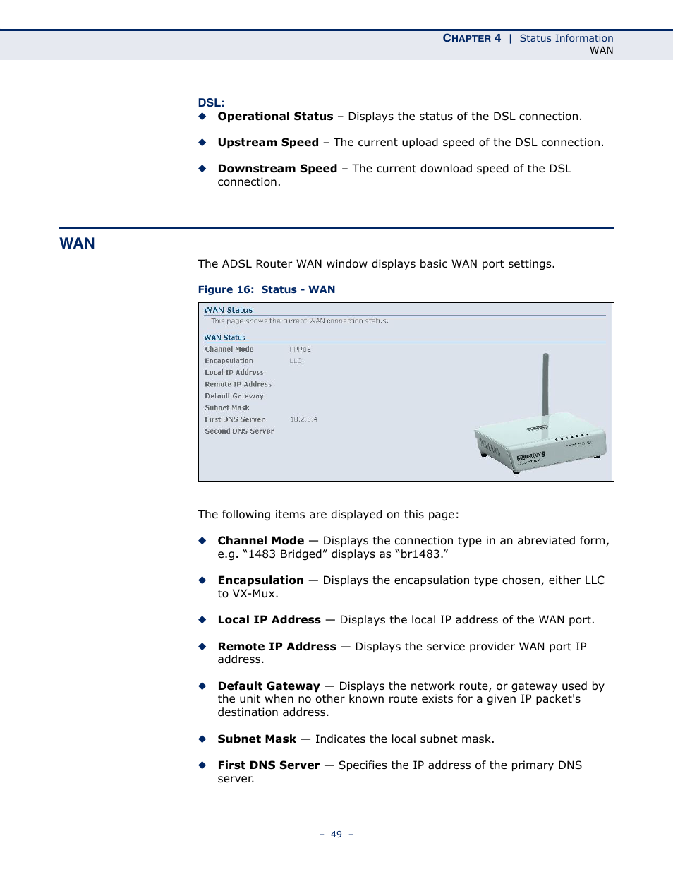 Figure 16: status - wan | SMC Networks BARRICADE SMC7901WBRA2 B1 User Manual | Page 49 / 150