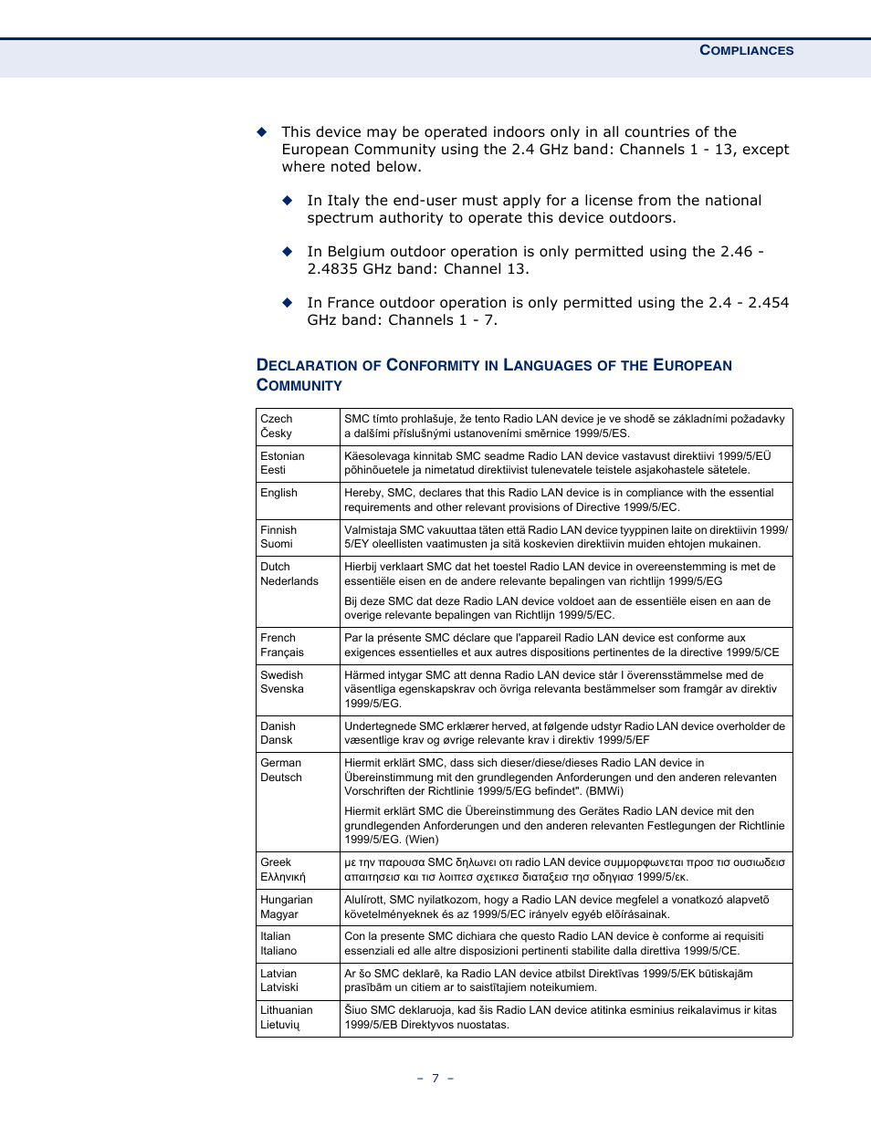 SMC Networks BARRICADE SMC7901WBRA2 B1 User Manual | Page 7 / 150