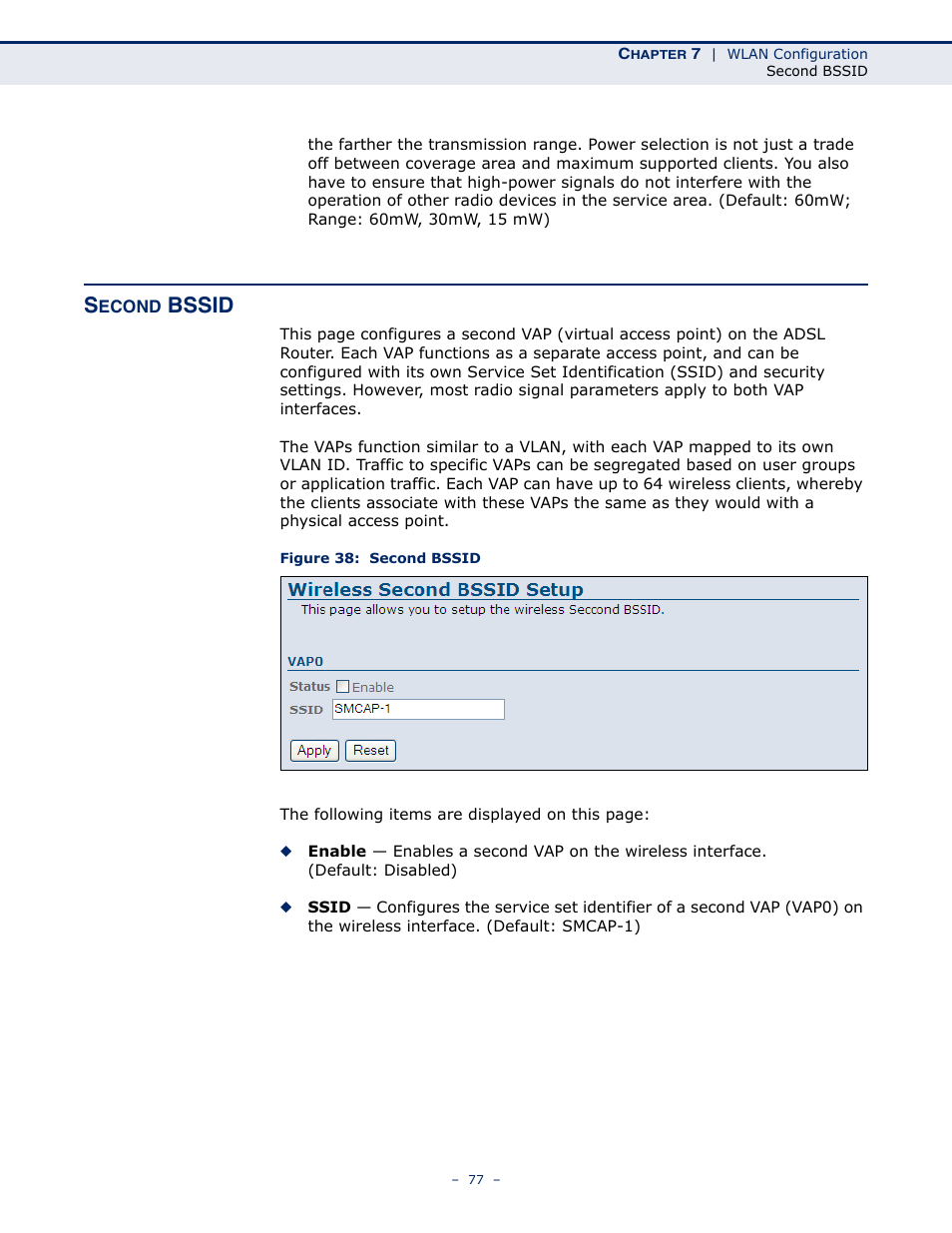 Second bssid, Figure 38: second bssid, Bssid | SMC Networks BARRICADE SMC7901WBRA2 B1 User Manual | Page 77 / 150